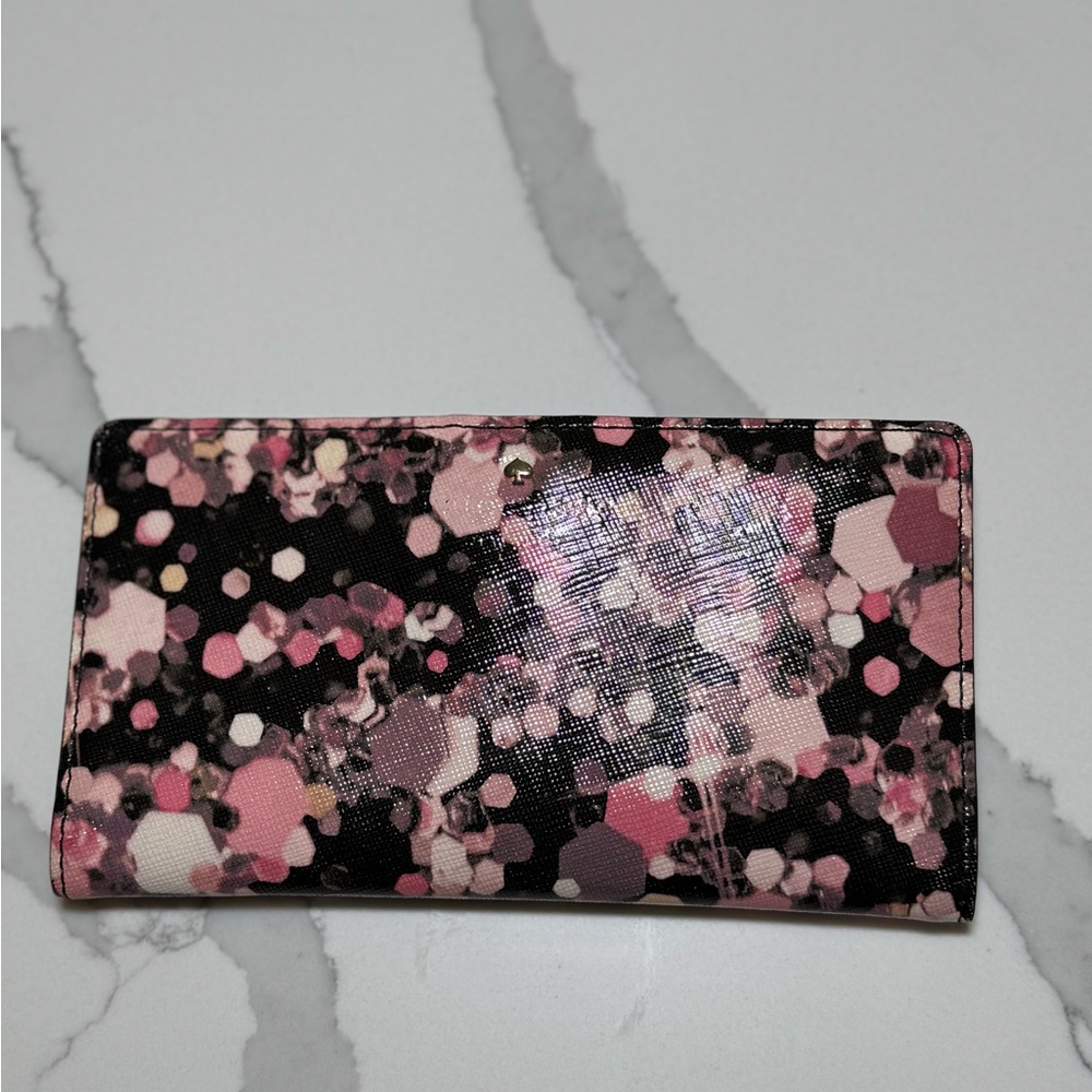 Kate Spade Pink and Black Floral Wallet